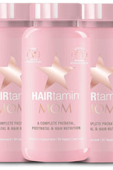 HAIRtamin MOM prenatal vitamin bottles for healthy hair and pregnancy support, 30 vegan capsules.